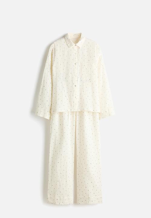 H&M - Cotton muslin pyjamas - cream/floral