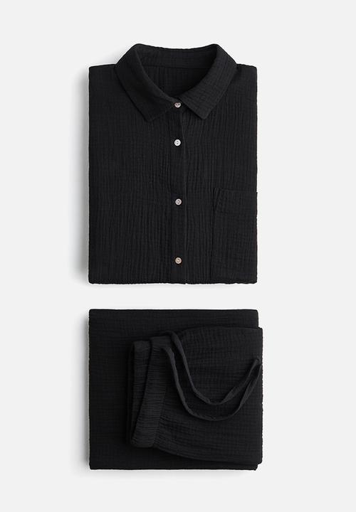 H&M - Cotton muslin pyjamas - black