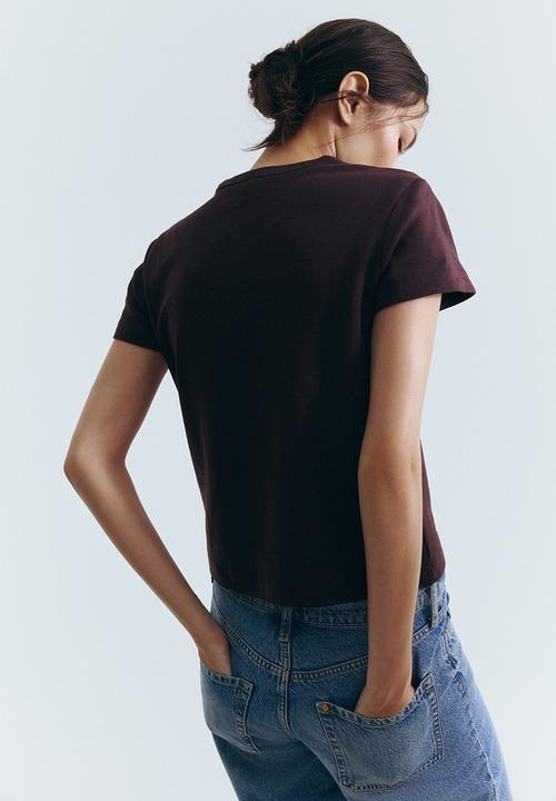 H&M - Cotton T-shirt - burgundy