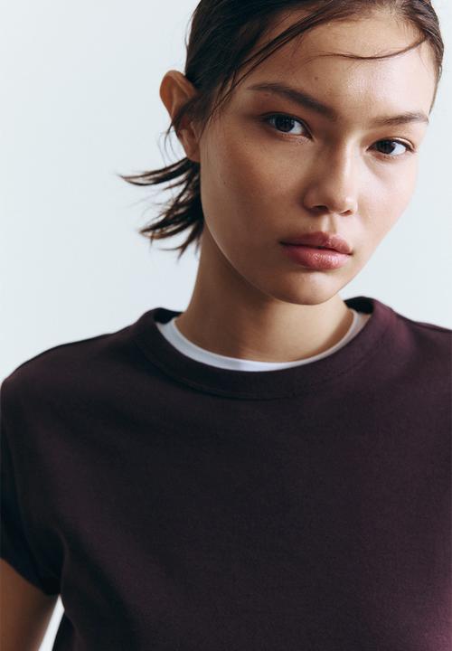 H&M - Cotton T-shirt - burgundy