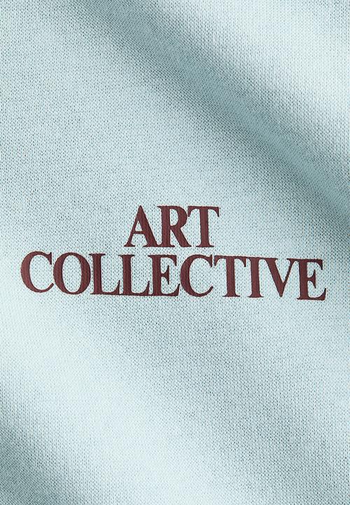 H&M - Text-motif sweatshirt - light turquoise/art collective