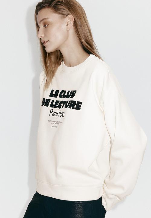 H&M - Text-motif sweatshirt - cream/le club