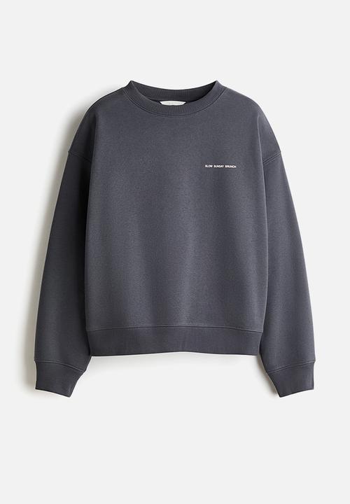 H&M - Text-motif sweatshirt - dark grey/brunch