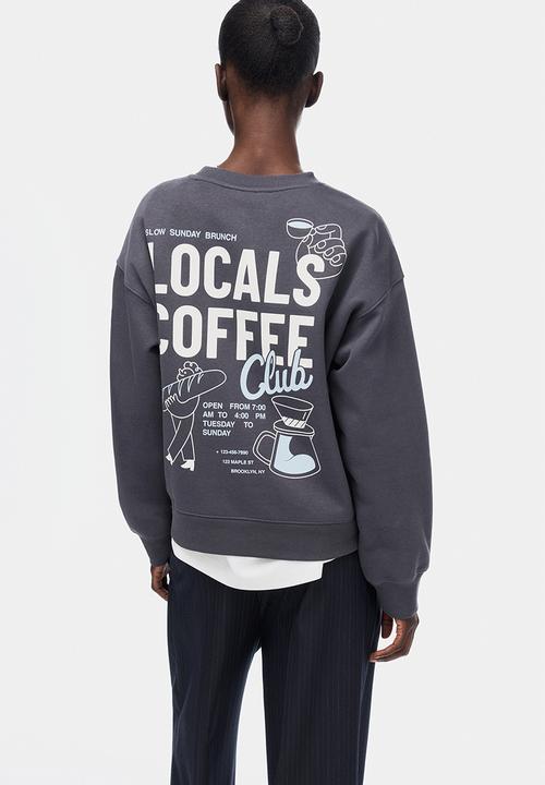 H&M - Text-motif sweatshirt - dark grey/brunch