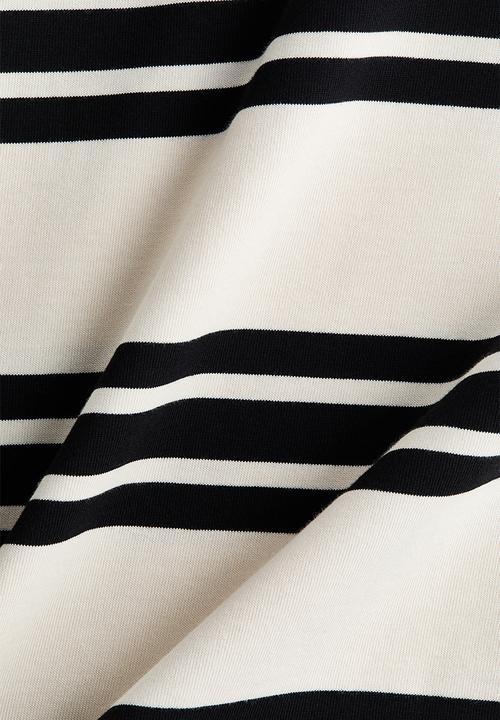 H&M - Loose-fit cotton top - white/black striped