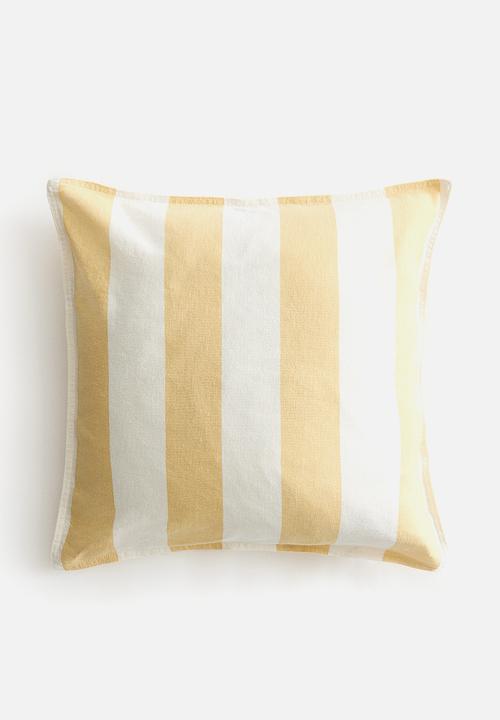 Linen-blend cushion cover - light yellow/striped