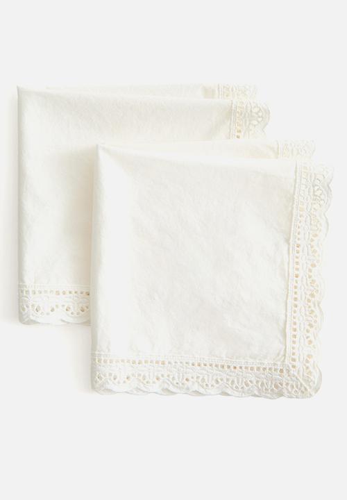 H&M - 2-Pack lace-trimmed cotton napkins - white