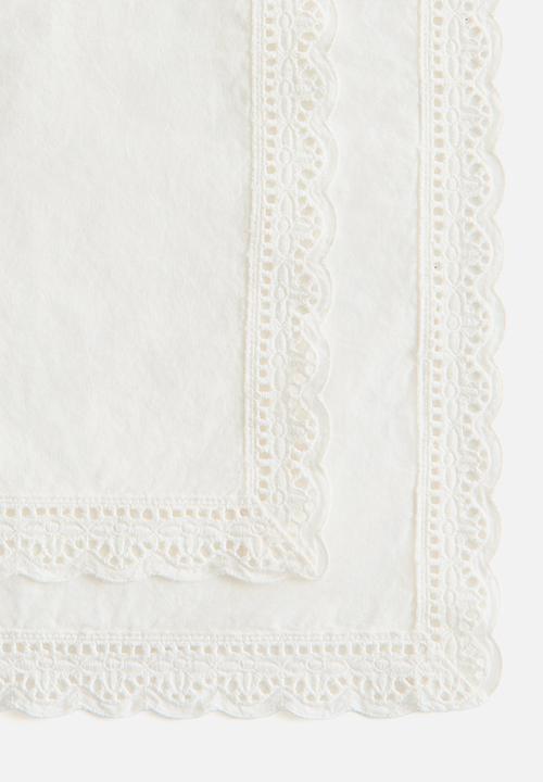 H&M - 2-Pack lace-trimmed cotton napkins - white