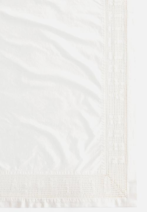 H&M - Lace-trimmed cotton tablecloth - white/buon appetito