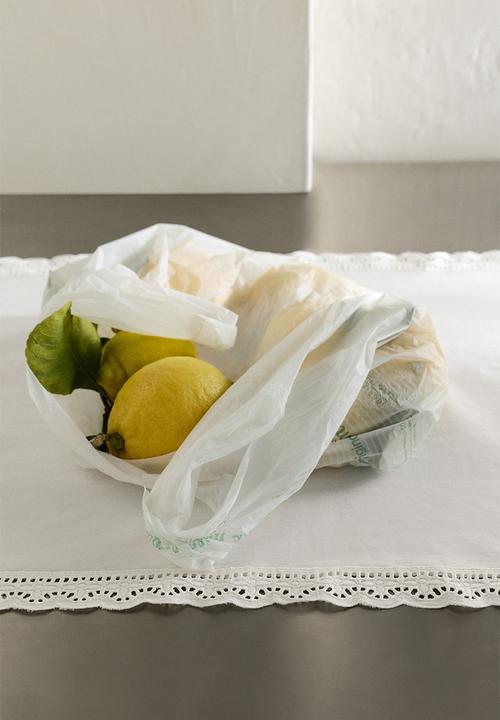 Lace-trimmed cotton table runner - white