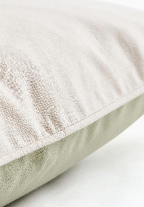 H&M - Canvas cushion cover - light khaki green