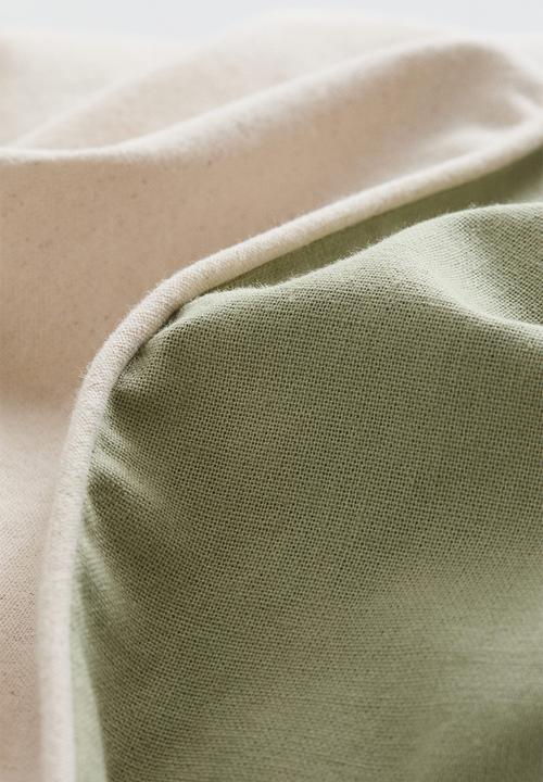 H&M - Canvas cushion cover - light khaki green