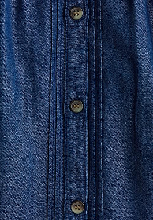 H&M - Frill-trimmed denim blouse - dark denim blue