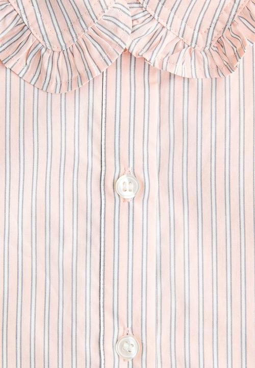 H&M - Frill-trimmed shirt - light pink/striped
