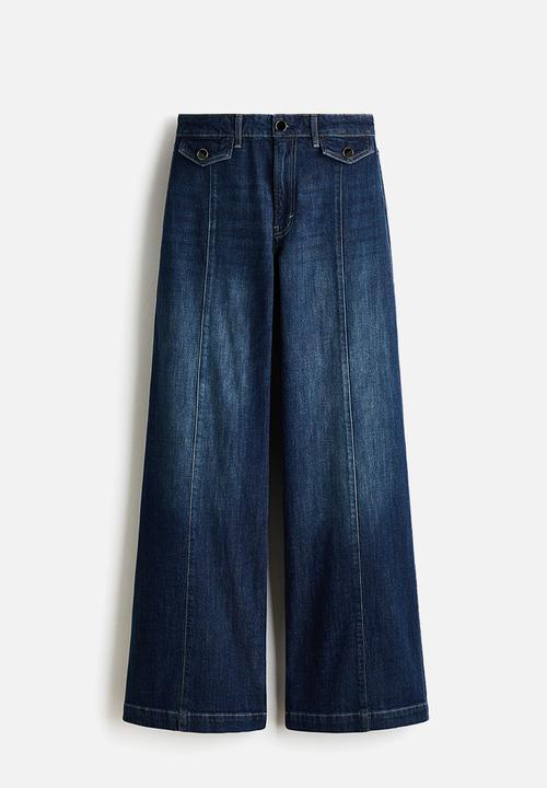H&M - Wide high jeans - dark denim blue