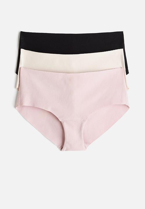 3-pack invisible cotton hipster briefs - powder pink/light beige/black