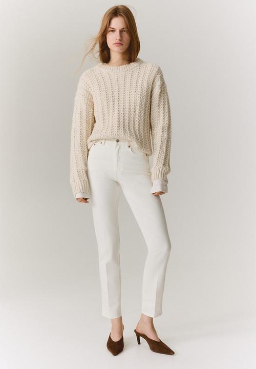 H&M - Slim straight high ankle jeans - white
