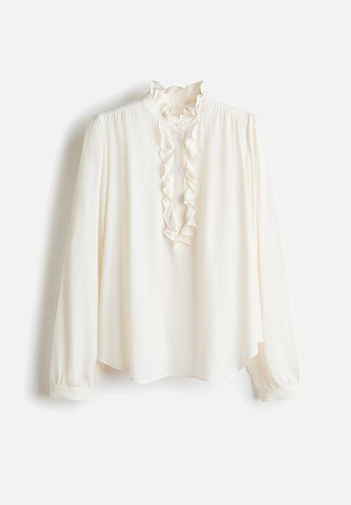 H&M - Frill-collared viscose blouse - white