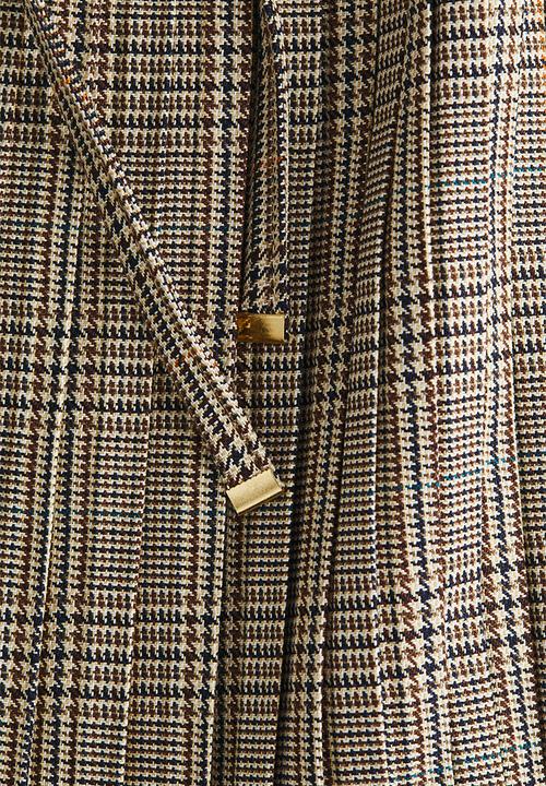 H&M - Pleated mini skirt - beige/checked