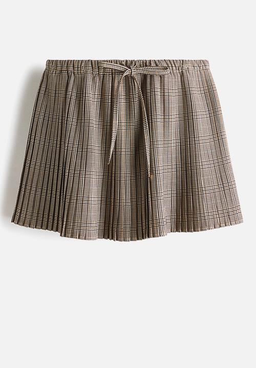 H&M - Pleated mini skirt - beige/checked