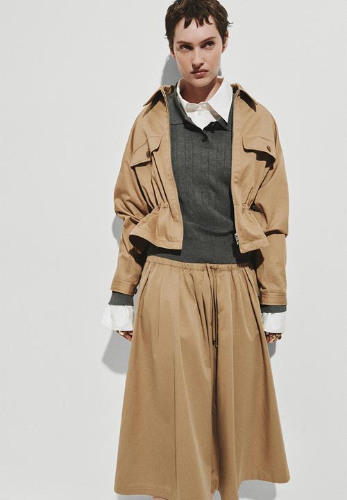 H&M - Pleated twill skirt - beige