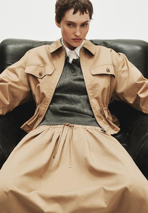 H&M - Pleated twill skirt - beige