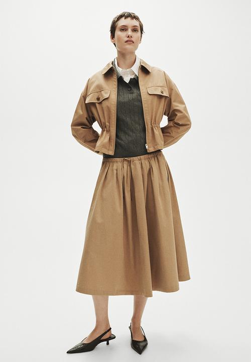H&M - Pleated twill skirt - beige