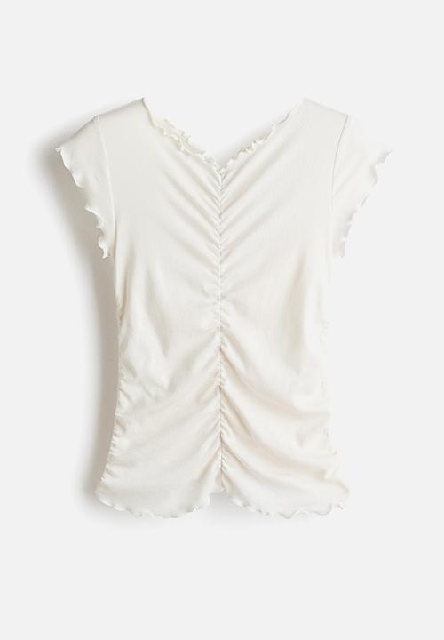 H&M - Draped cotton top - light beige