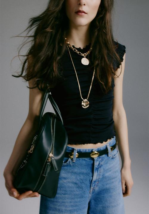 H&M - Draped cotton top - black