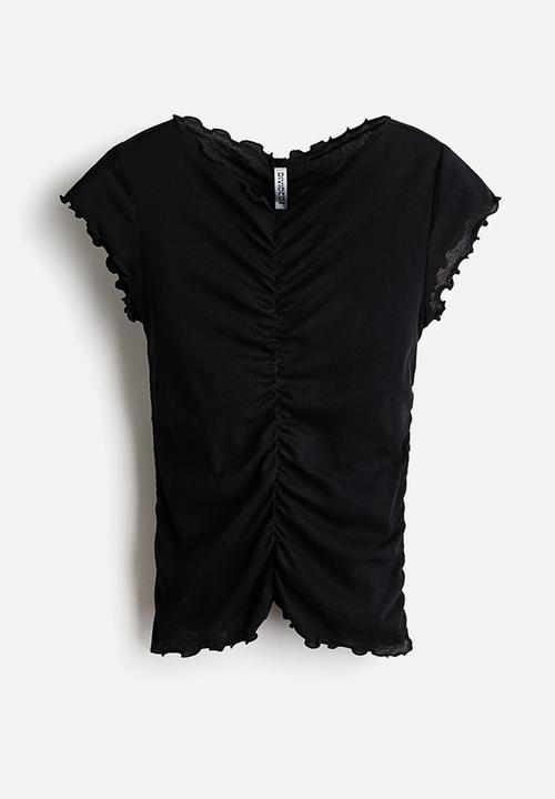 H&M - Draped cotton top - black