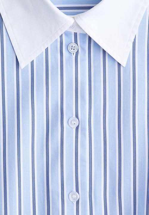 H&M - Cotton poplin shirt - light blue/striped