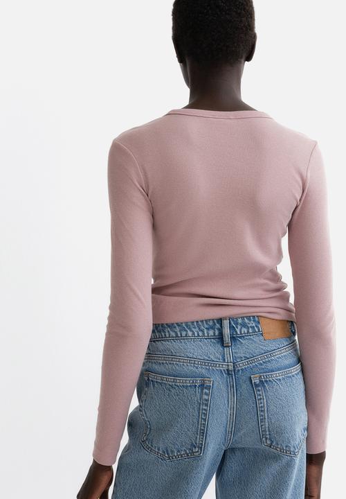 H&M - Ribbed cotton-blend top - old rose