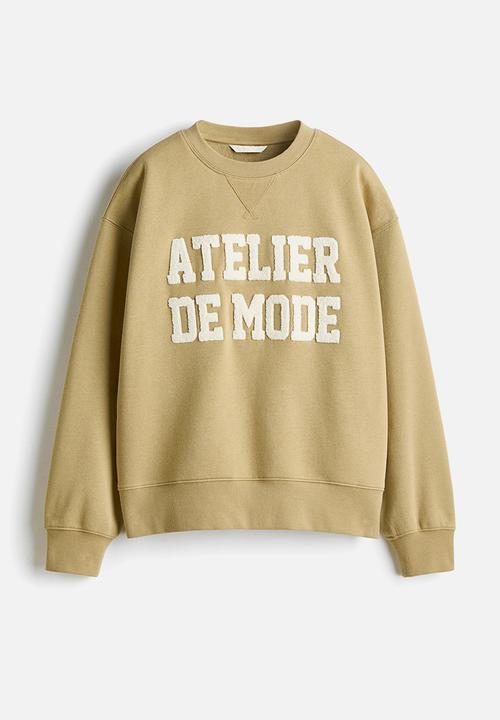 H&M - Motif-detail sweatshirt - beige/atelier