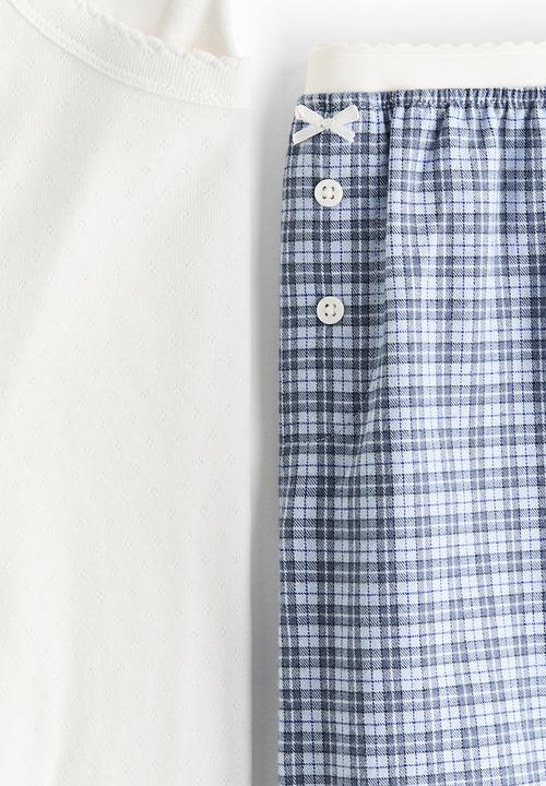 H&M - Cotton pyjamas - light blue/checked