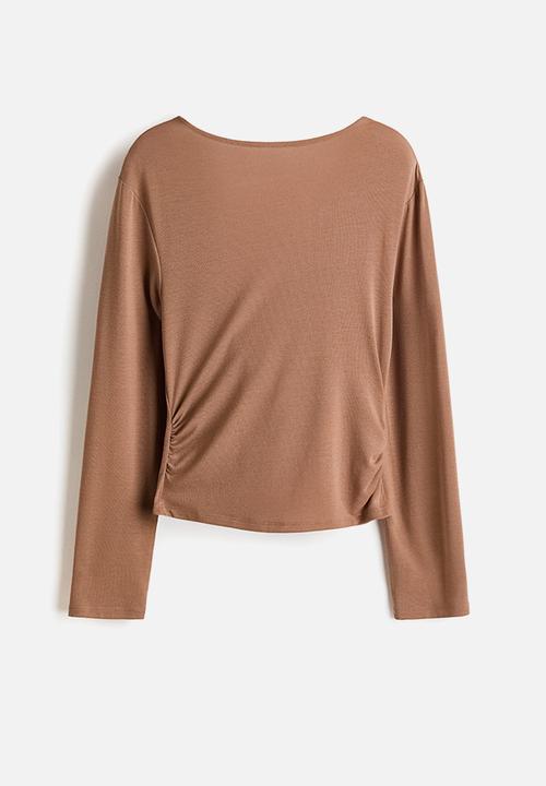 H&M - Cowl-back jersey top - brown