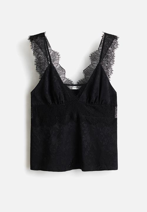 H&M - Lace-detail top - black