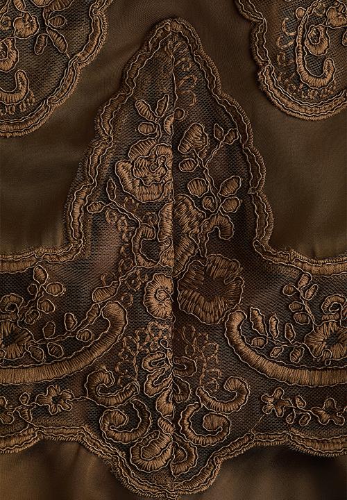 H&M - Lace-detail satin top - brown