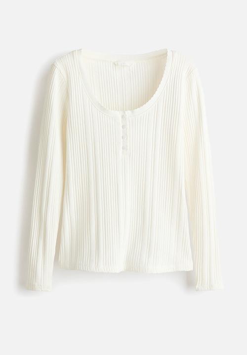 H&M - Pointelle-knit cotton top - white