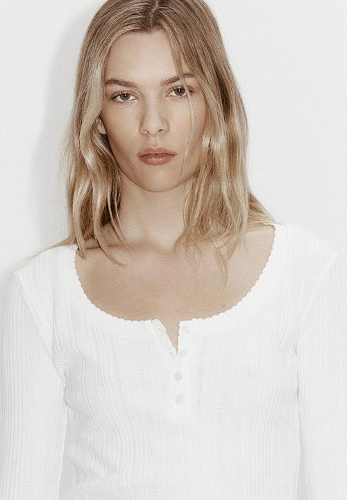 H&M - Pointelle-knit cotton top - white