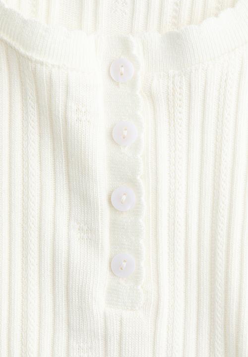 H&M - Pointelle-knit cotton top - white