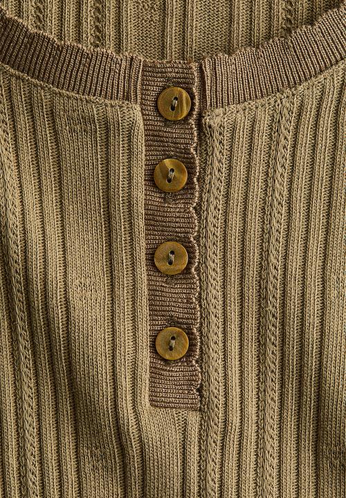 H&M - Pointelle-knit cotton top - khaki green