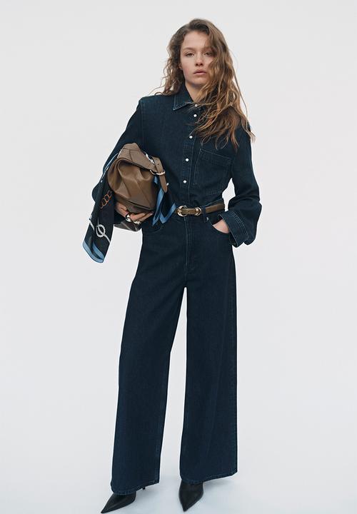 H&M - Shoulder-pad denim shirt - denim blue