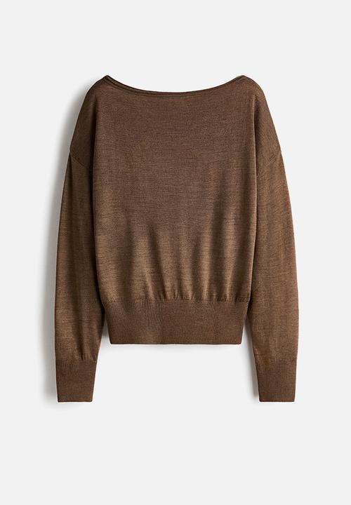H&M - Fine-knit one-shoulder top - brown