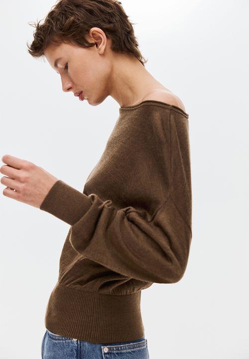 H&M - Fine-knit one-shoulder top - brown