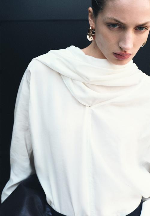 H&M - Scarf-collar blouse - white