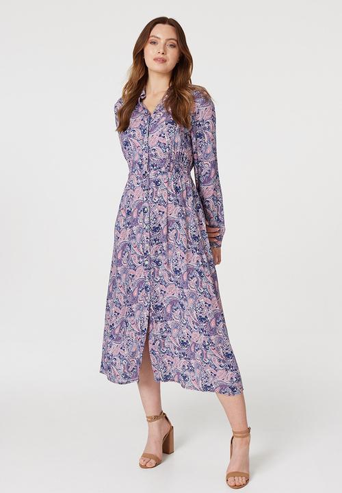 Izabel London - Long Sleeve Floral Maxi Dress - Multi Pink