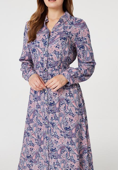 Izabel London - Long Sleeve Floral Maxi Dress - Multi Pink
