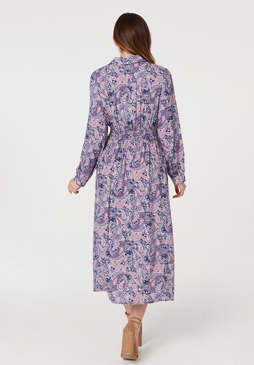 Izabel London - Long Sleeve Floral Maxi Dress - Multi Pink