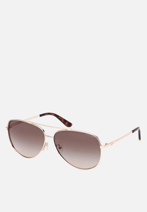 GUESS - Aviator Shape Sunglasses 58mm- Shiny Rose Gold