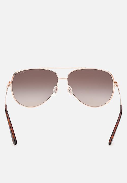 GUESS - Aviator Shape Sunglasses 58mm- Shiny Rose Gold